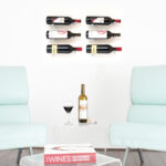 Vino Pins 6-Bottle Designer Wall Mounted Wine Rack Kit in Milled Aluminum
